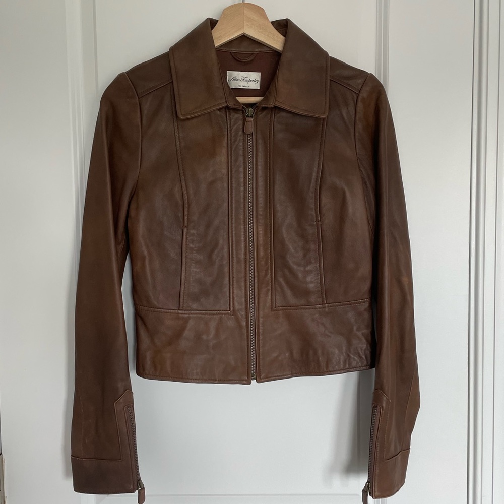 Brown genuine leather jacket